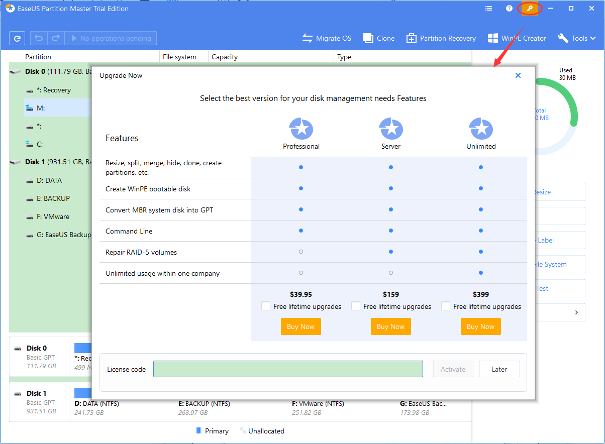 Activate partition master trial edition to paid edition