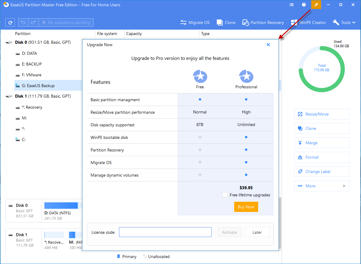 Upgrade partition master free edition to paid edition