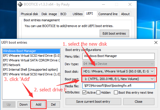 Add boot option for GPT system disk