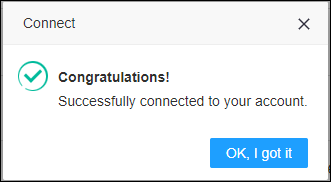 Successfully connected to your account