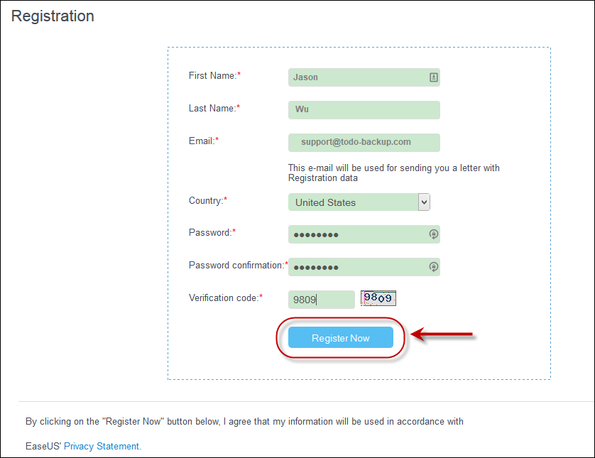 Register EaseUS Account