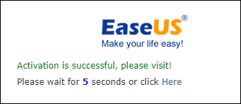 An EaseUS account is successfully created