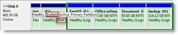 System and boot partition are on the same hard disk