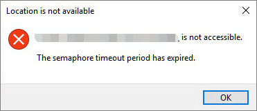 位置無法存取。信号量超时时间已过
